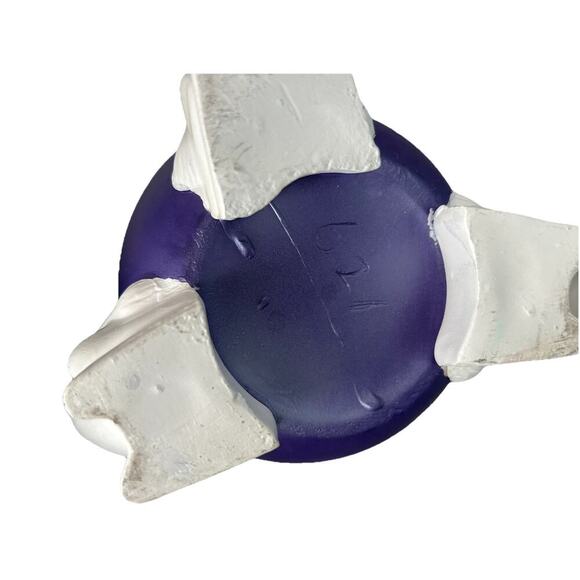 (2) 1960s Ceramic Easter Egg Candy Jar Hand Painted Bunnies Rabbits Purple Teal - Picture 13 of 16